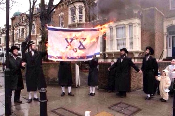 żydzi palą flagę
